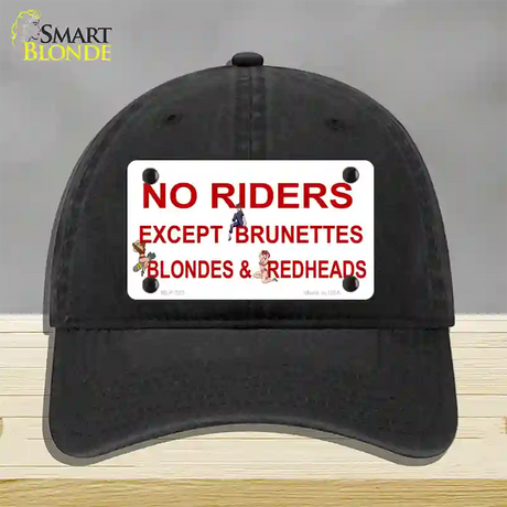 No Riders Except Novelty License Plate Hat Unconstructed Cotton / Black