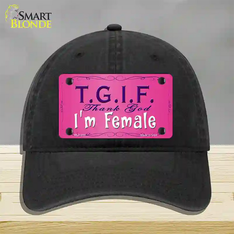 TGIF Novelty License Plate Hat Unconstructed Cotton / Black