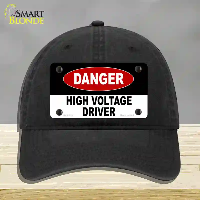 Danger High Voltage Driver Novelty License Plate Hat Unconstructed Cotton / Black