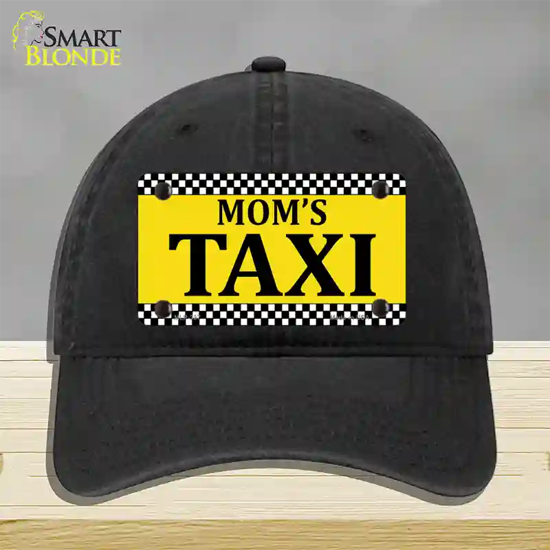 Moms Taxi Novelty License Plate Hat Unconstructed Cotton / Black