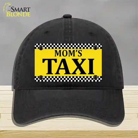 Moms Taxi Novelty License Plate Hat Unconstructed Cotton / Black