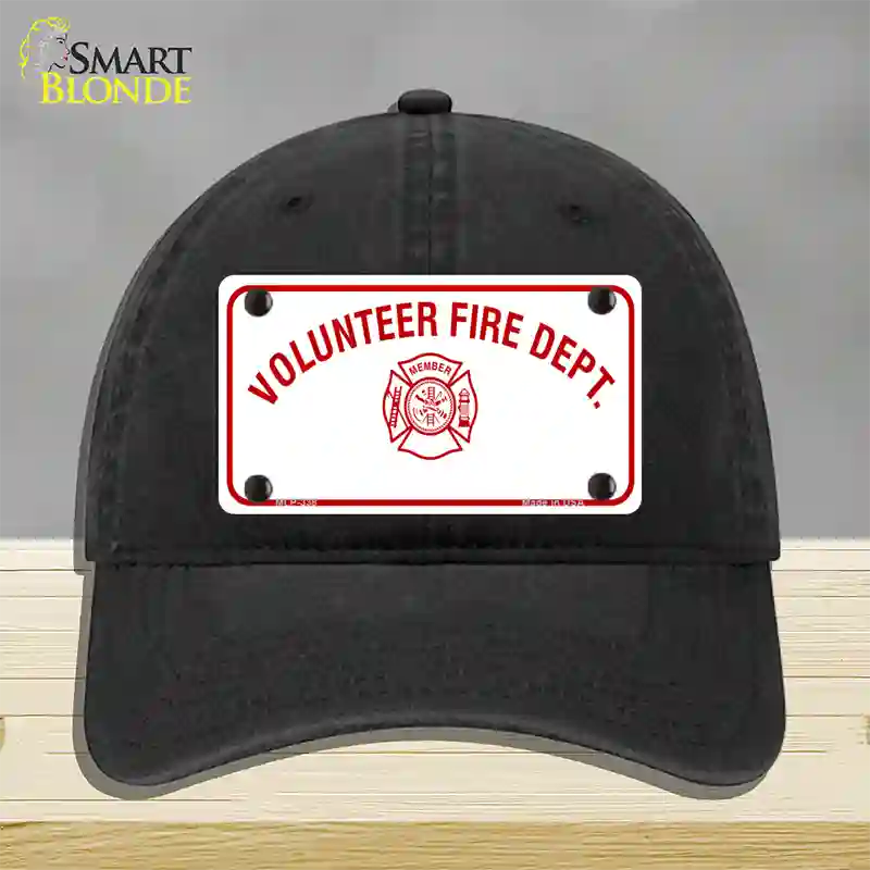 Volunteer Fire Department Novelty License Plate Hat Unconstructed Cotton / Black