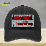 Gun Control Novelty License Plate Hat Unconstructed Cotton / Black