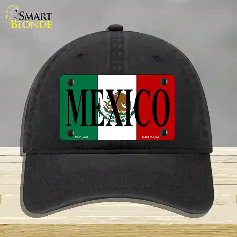 Mexico Novelty License Plate Hat Unconstructed Cotton / Black