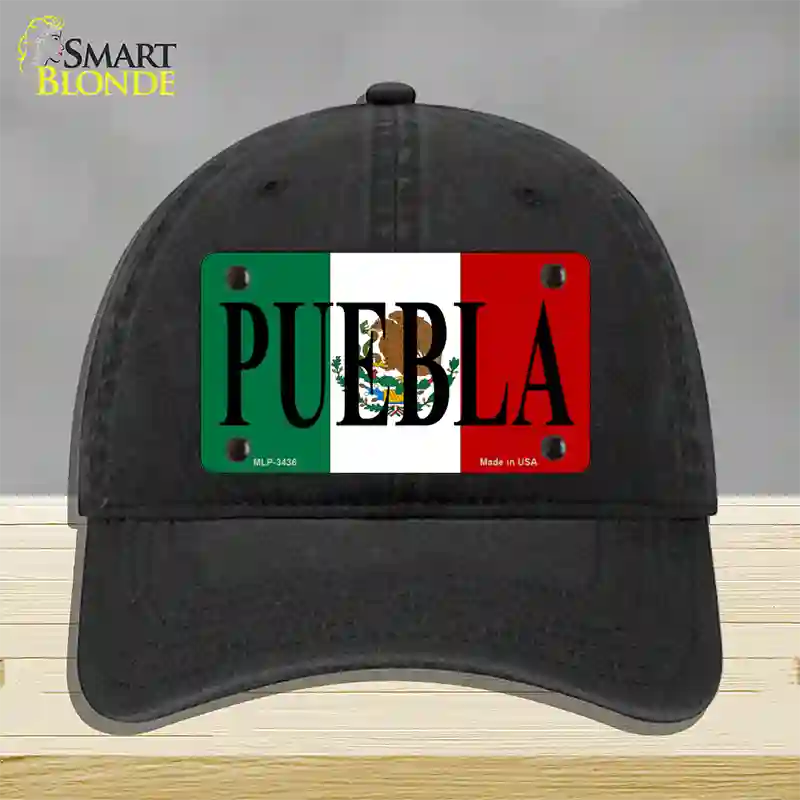 Puebla Novelty License Plate Hat Unconstructed Cotton / Black