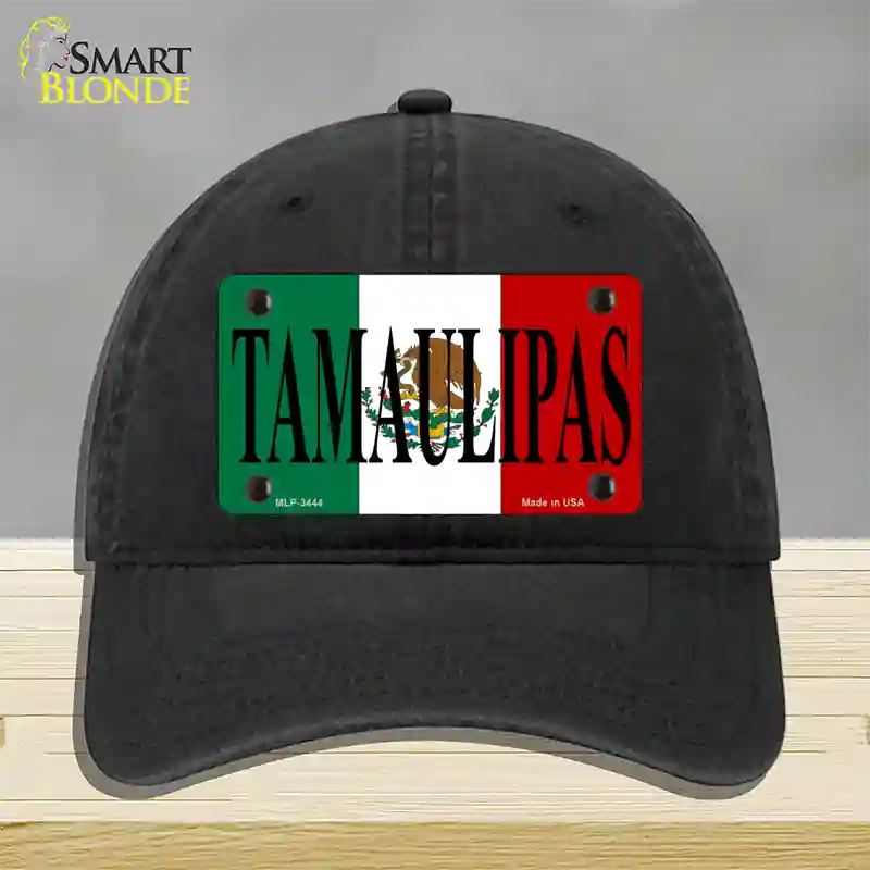 Tamaulipas Mexico Flag Novelty License Plate Hat Unconstructed Cotton / Black