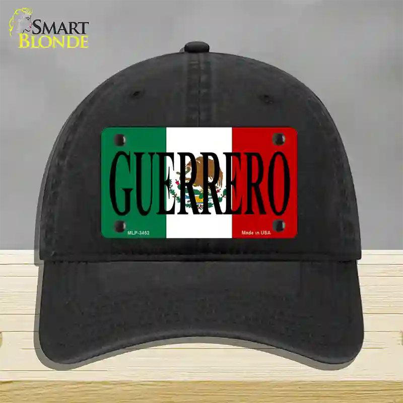 Guerrero Mexico Flag Novelty License Plate Hat Unconstructed Cotton / Black