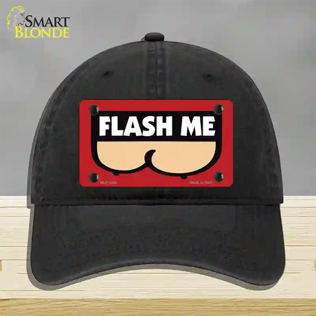 Flash Me Novelty License Plate Hat Unconstructed Cotton / Black