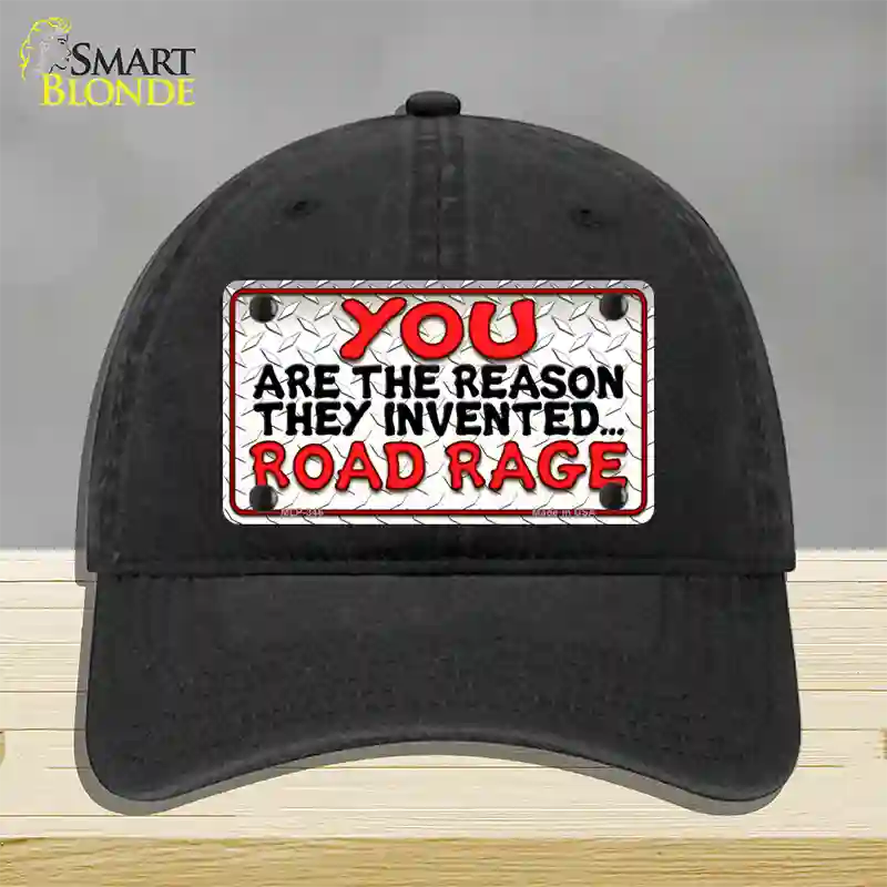 Invented Road Rage Novelty License Plate Hat Unconstructed Cotton / Black