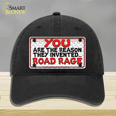 Invented Road Rage Novelty License Plate Hat Unconstructed Cotton / Black