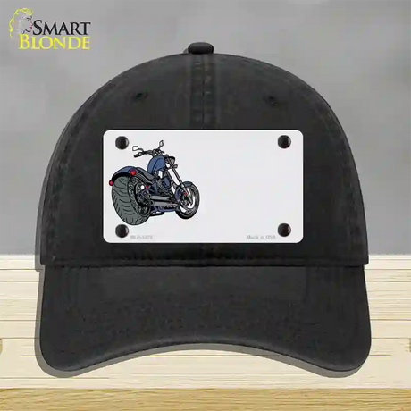 Motorcycle Offset Novelty License Plate Hat Unconstructed Cotton / Black