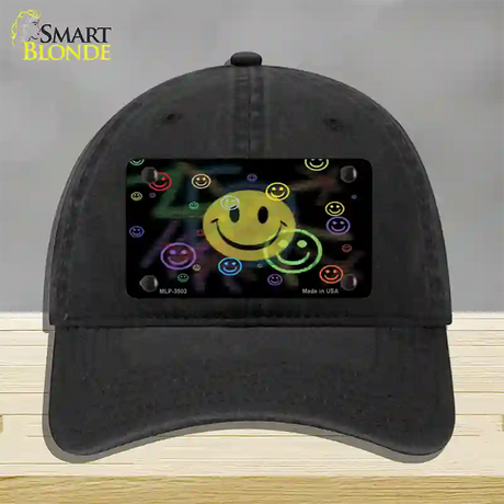 Smiley Novelty License Plate Hat Unconstructed Cotton / Black