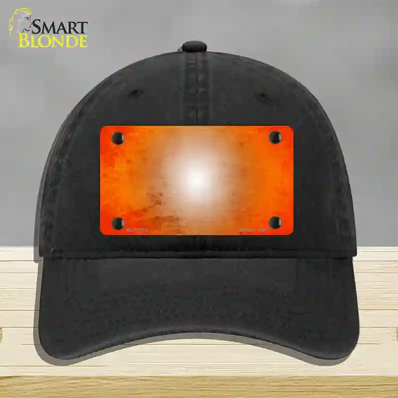 Orange White Fade Scratched Novelty License Plate Hat Unconstructed Cotton / Black