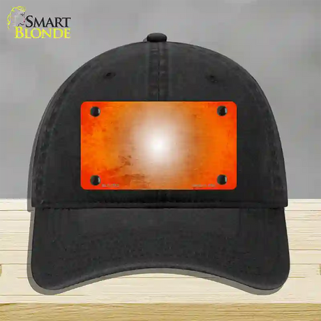 Orange White Fade Scratched Novelty License Plate Hat Unconstructed Cotton / Black