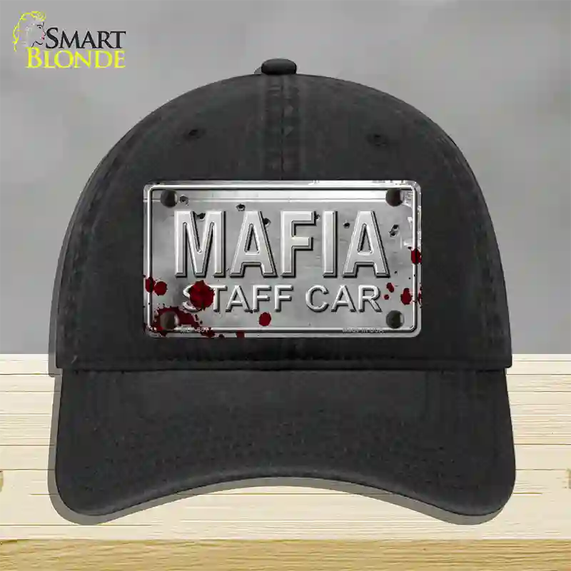 Mafia Staff Car Novelty License Plate Hat Unconstructed Cotton / Black