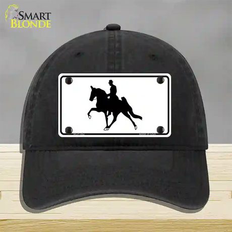 Horse With Rider Novelty License Plate Hat Unconstructed Cotton / Black