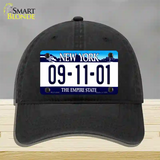 9 11 01 New York Novelty License Plate Hat Unconstructed Cotton / Black