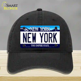 New York State Novelty License Plate Hat Unconstructed Cotton / Black