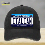 Italian New York Novelty License Plate Hat Unconstructed Cotton / Black