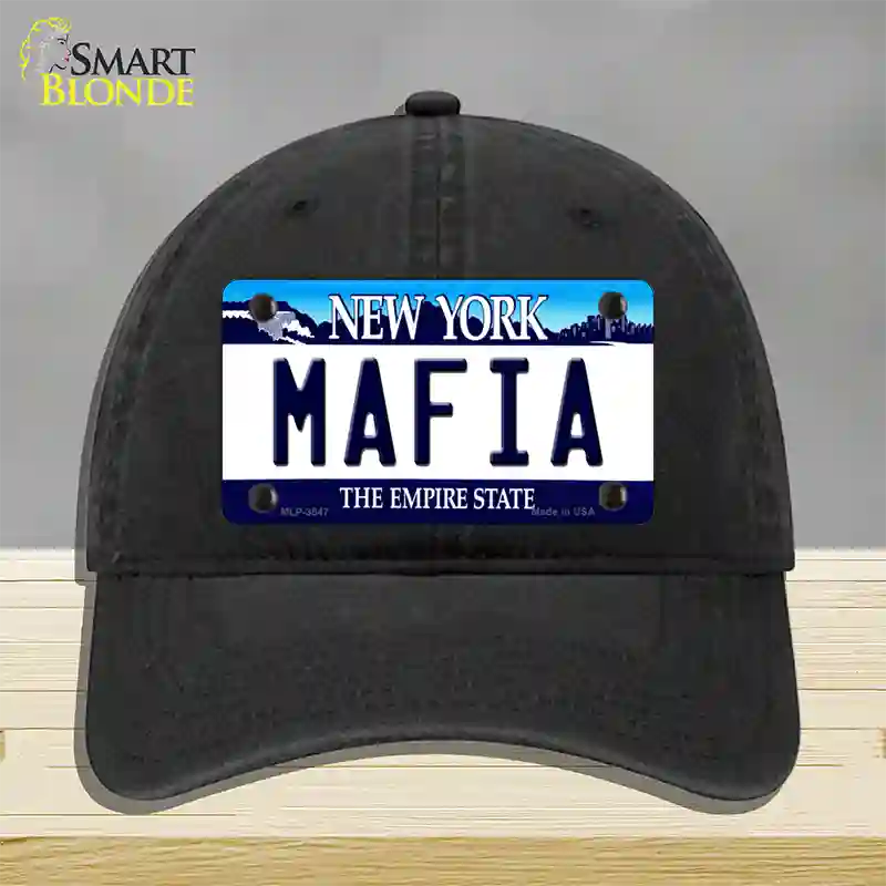 Mafia New York Novelty License Plate Hat Unconstructed Cotton / Black