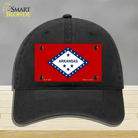 Arkansas State Flag Novelty License Plate Hat Unconstructed Cotton / Black