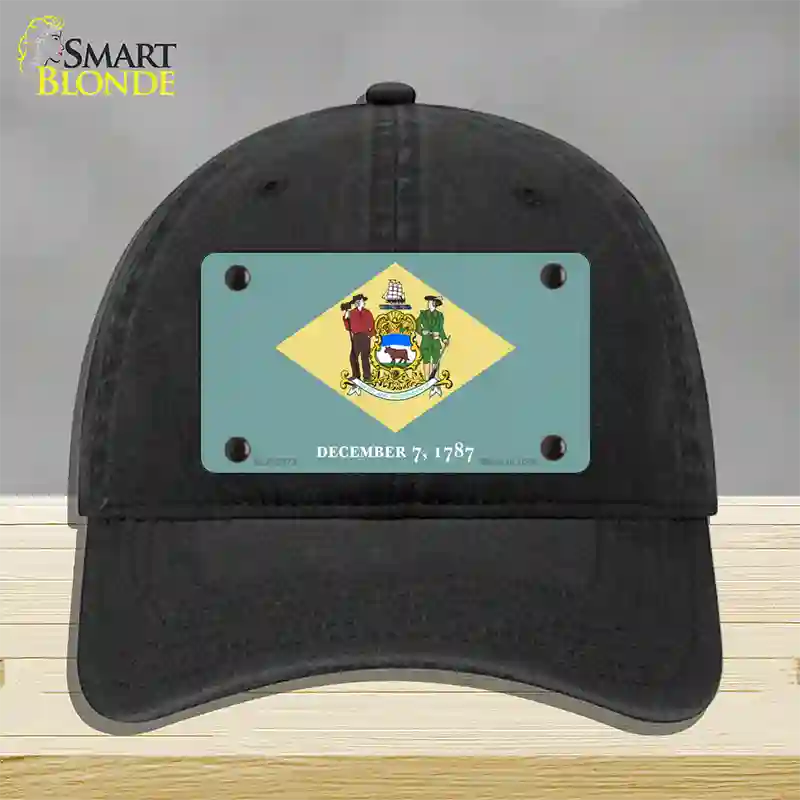 Delaware State Flag Novelty License Plate Hat Unconstructed Cotton / Black