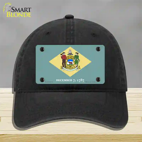 Delaware State Flag Novelty License Plate Hat Unconstructed Cotton / Black