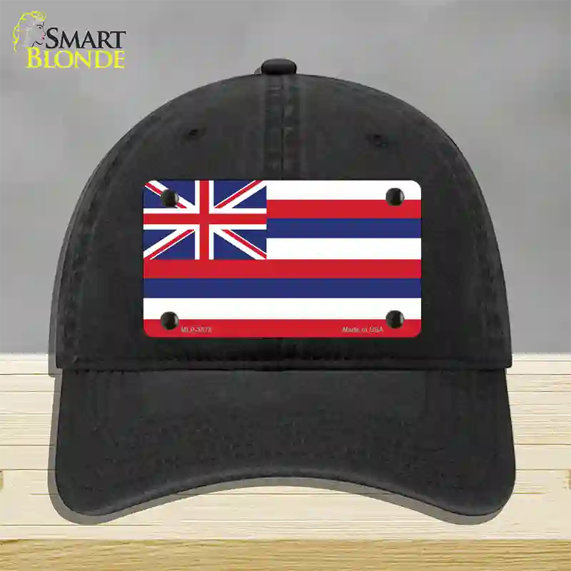 Hawaii Flag State Flag Novelty License Plate Hat Unconstructed Cotton / Black