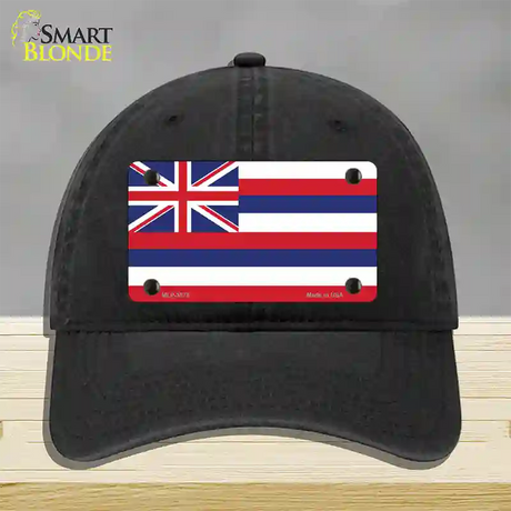 Hawaii Flag State Flag Novelty License Plate Hat Unconstructed Cotton / Black