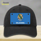 Oklahoma State Flag Novelty License Plate Hat Unconstructed Cotton / Black