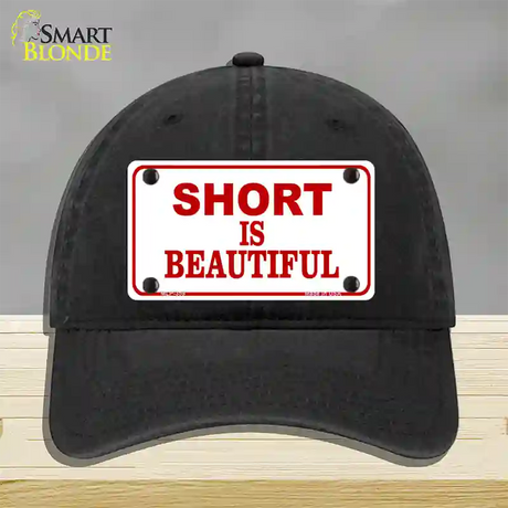 Short Is Beautiful Novelty License Plate Hat Unconstructed Cotton / Black