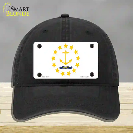 Rhode Island State Flag Novelty License Plate Hat Unconstructed Cotton / Black