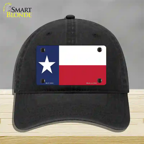 Texas State Flag Novelty License Plate Hat Unconstructed Cotton / Black