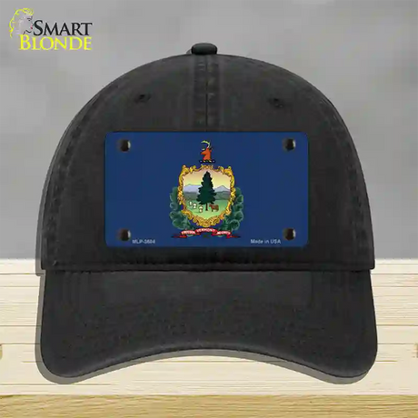 Vermont State Flag Novelty License Plate Hat Unconstructed Cotton / Black