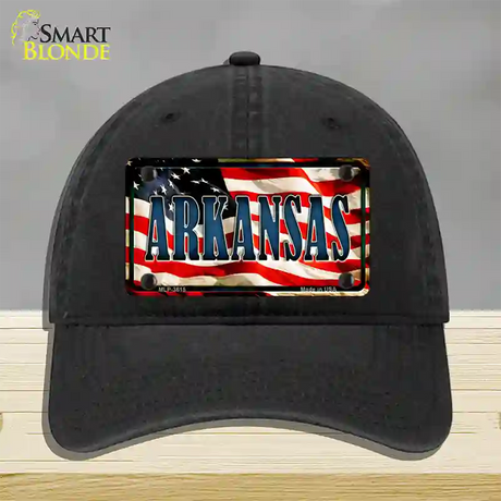 Arkansas USA Novelty License Plate Hat Unconstructed Cotton / Black