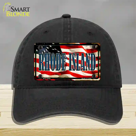 Rhode Island USA Novelty License Plate Hat Unconstructed Cotton / Black