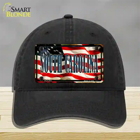 South Carolina USA Novelty License Plate Hat Unconstructed Cotton / Black