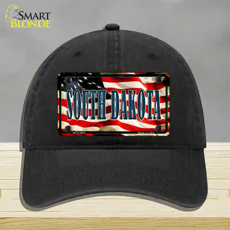 South Dakota USA Novelty License Plate Hat Unconstructed Cotton / Black