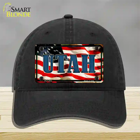 Utah USA Novelty License Plate Hat Unconstructed Cotton / Black