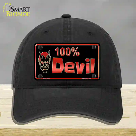 100% Devil Novelty License Plate Hat Unconstructed Cotton / Black