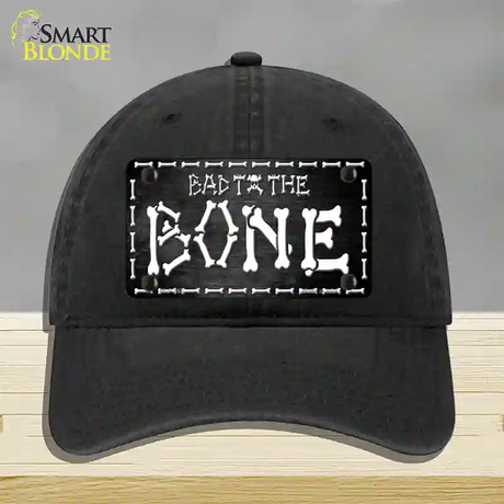 Bad To The Bone Skull Novelty License Plate Hat Unconstructed Cotton / Black