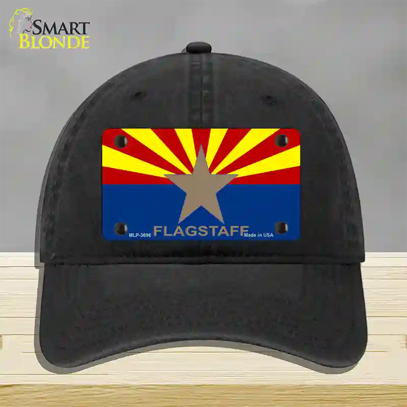 Flagstaff Arizona State Flag Novelty License Plate Hat Unconstructed Cotton / Black