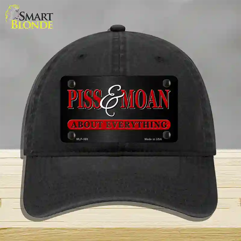 Piss & Moan Novelty License Plate Hat Unconstructed Cotton / Black