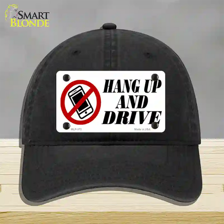 Hang Up And Drive Novelty License Plate Hat Unconstructed Cotton / Black