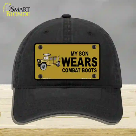 Son Wears Combat Boots Novelty License Plate Hat Unconstructed Cotton / Black