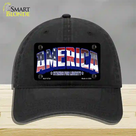 America Novelty License Plate Hat Unconstructed Cotton / Black