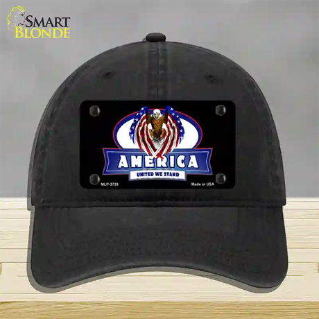 America United Novelty License Plate Hat Unconstructed Cotton / Black