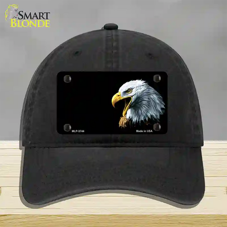 Bald Eagle Offset Novelty License Plate Hat Unconstructed Cotton / Black