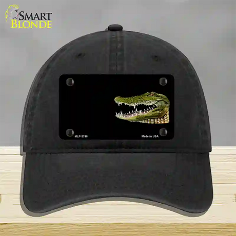 Gator Offset Novelty License Plate Hat Unconstructed Cotton / Black