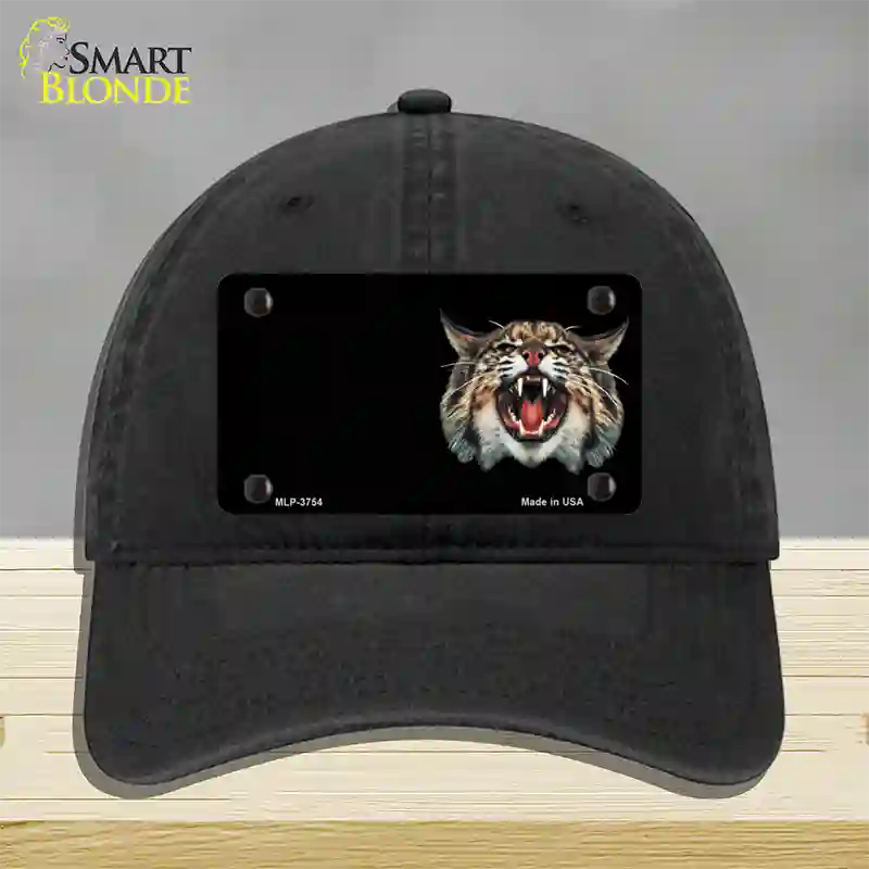 Wildcat Offset Novelty License Plate Hat Unconstructed Cotton / Black